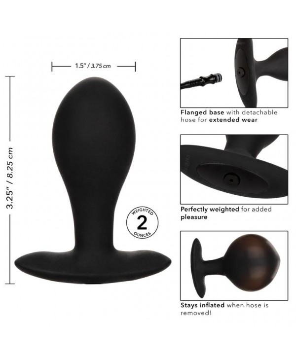 Черная расширяющаяся анальная пробка Weighted Silicone Inflatable Plug Large - 8,25 см.