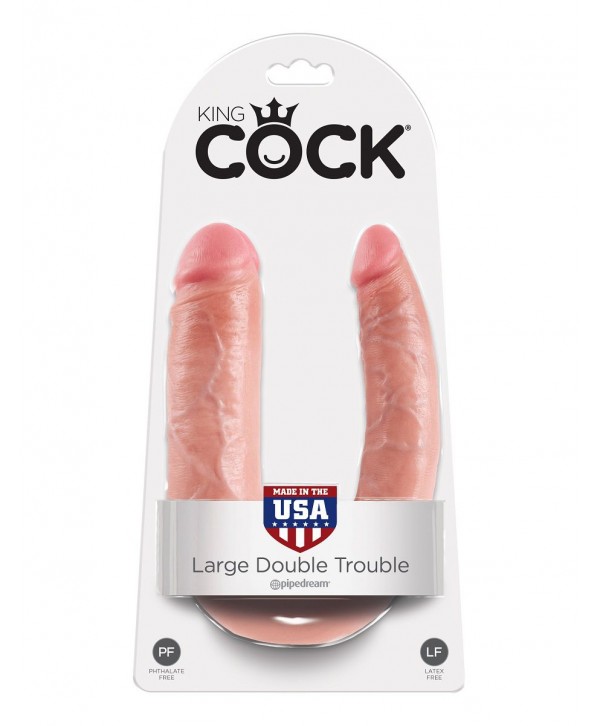 Телесный двусторонний фаллоимитатор U-Shaped Large Double Trouble - 44,4 см.