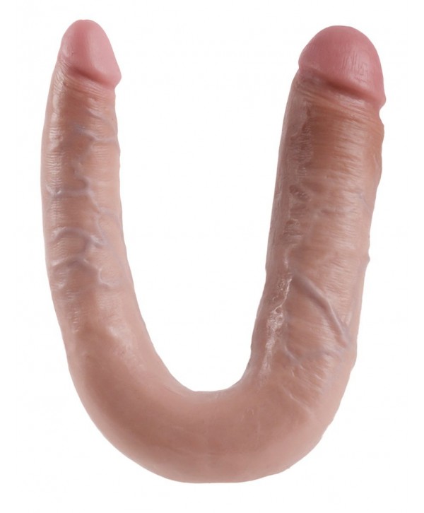 Телесный двусторонний фаллоимитатор U-Shaped Large Double Trouble - 44,4 см.