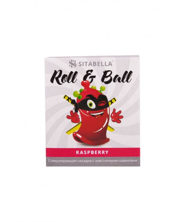 Стимулирующий презерватив-насадка Roll   Ball Raspberry