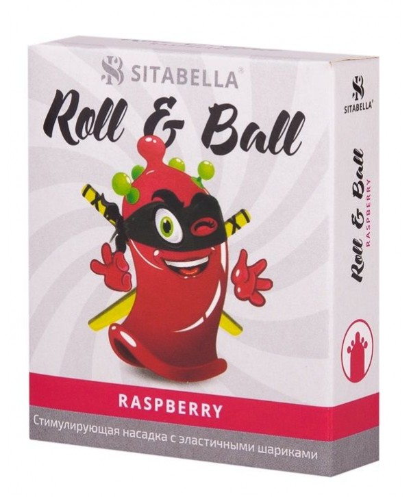 Стимулирующий презерватив-насадка Roll   Ball Raspberry