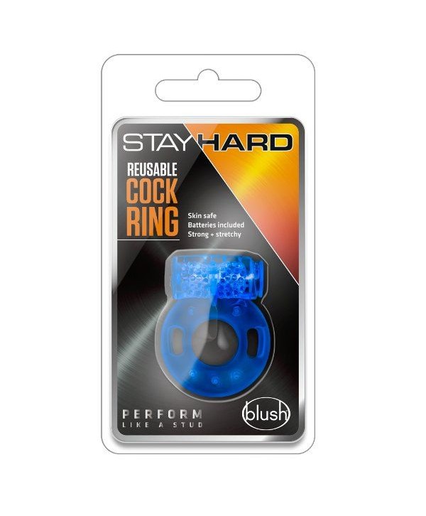 Голубое эрекционное виброкольцо Reusable Cock Ring