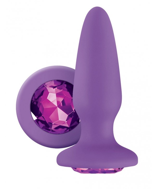 Фиолетовая анальная пробка с фиолетовым кристаллом Glams Purple Gem - 10,4 см.