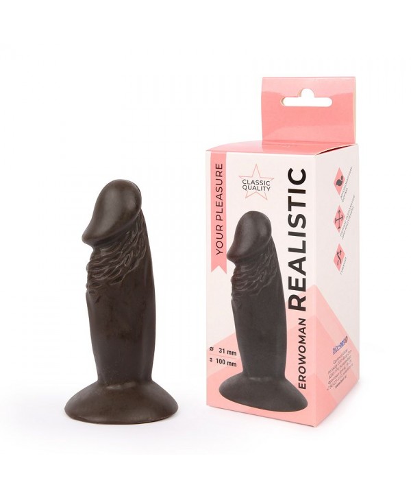 Реалистичный коричневый анальный фаллоимитатор Erowoman на присоске
