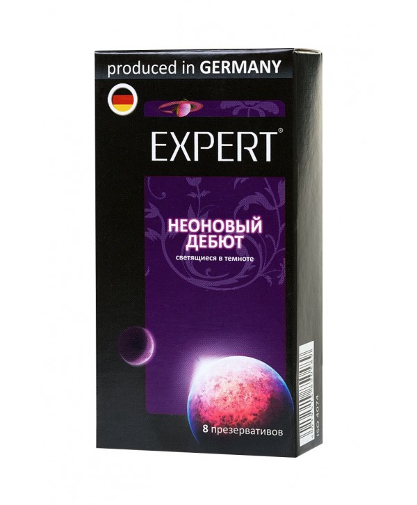 Светящиеся в темноте презервативы Expert  Неоновый дебют  - 8 шт.