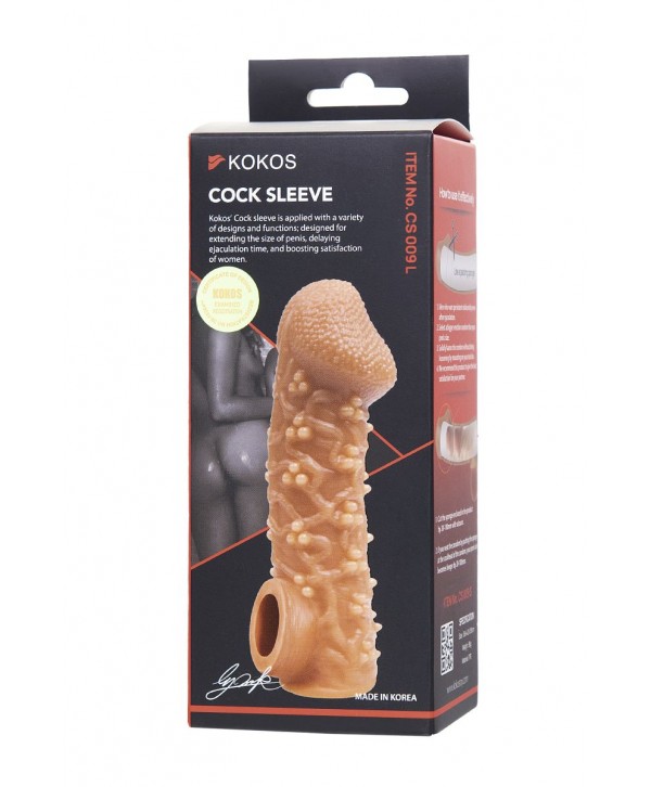 Телесная закрытая насадка с пучками шишечек Cock Sleeve 009 Size L - 17,6 см.