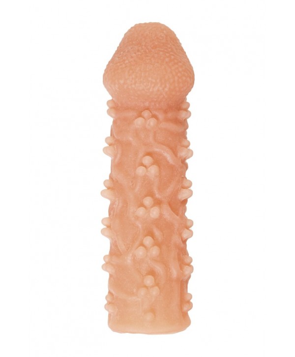 Телесная закрытая насадка с пучками шишечек Cock Sleeve 009 Size L - 17,6 см.