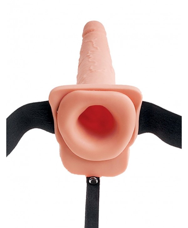 Телесный полый страпон с имитацией эякуляции 7.5  Hollow Squirting Strap-On with Balls - 21,6 см.