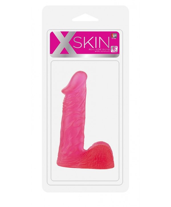 Розовый гелевый фаллоимитатор XSKIN 6 PVC DONG - 15 см.