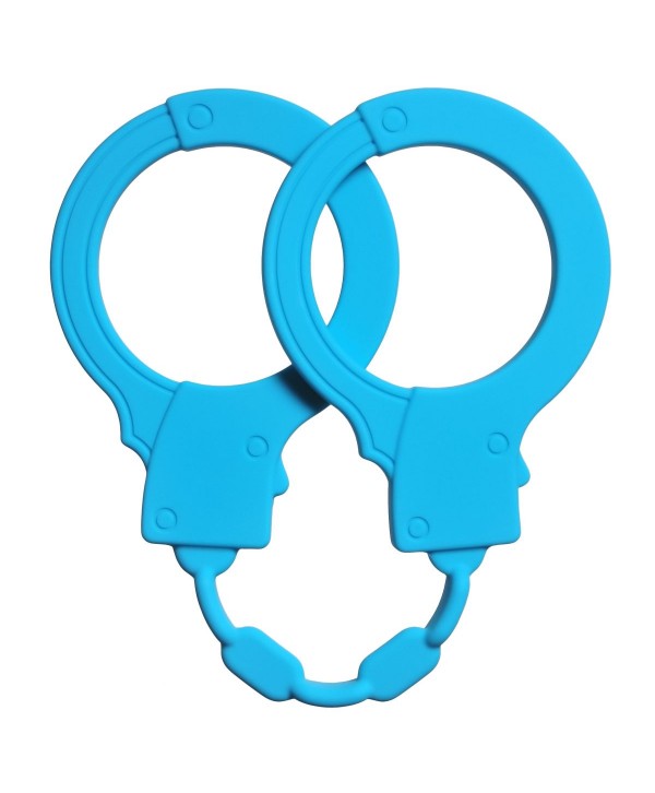 Голубые силиконовые наручники Stretchy Cuffs Turquoise