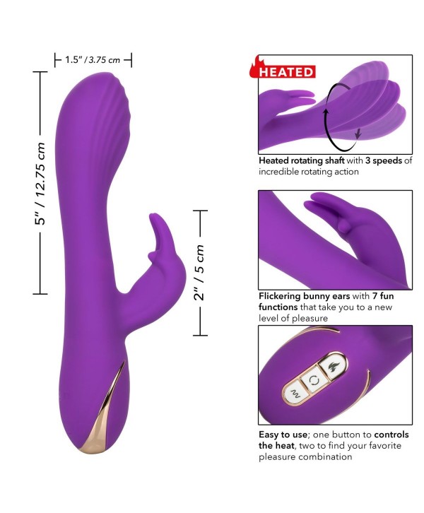 Фиолетовый вибратор-кролик с нагревом Jack Rabbit Signature Heated Silicone Rotating - 21,5 см.