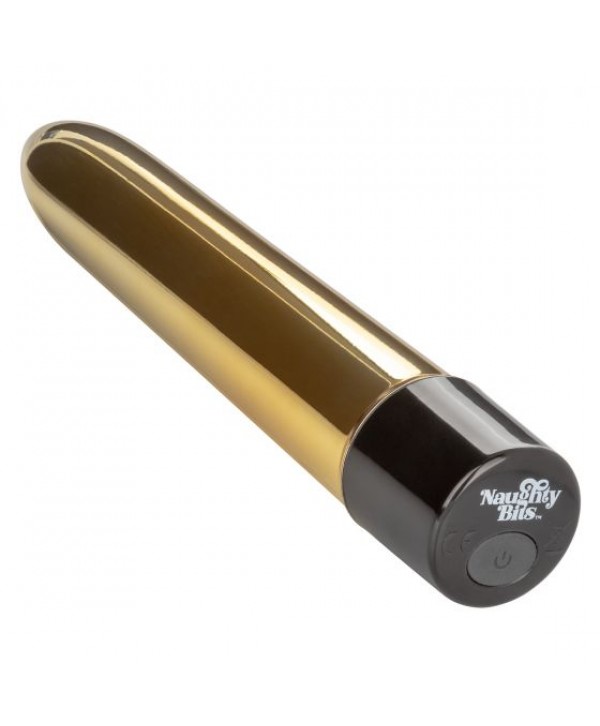 Золотистый классический вибратор Naughty Bits Gold Dicker Personal Vibrator - 19 см.