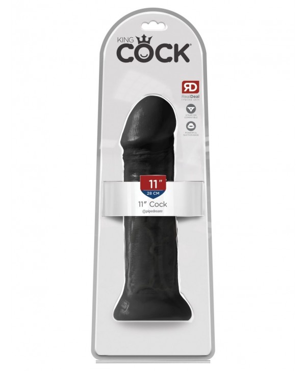 Черный фаллоимитатор на присоске 11  Cocks - 28 см. 
