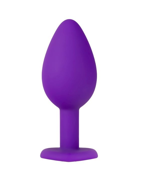 Фиолетовая анальная пробка с золотистым кристаллом-сердцем Bling Plug Small - 7,6 см.