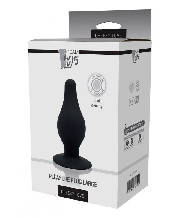 Черный анальный стимулятор DUAL DENSITY PLEASURE PLUG L - 10,2 см.