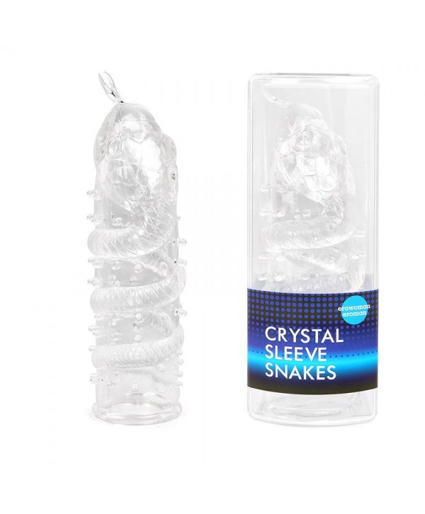 Закрытая рельефная насадка Crystal sleeve snakes в виде змеи с усиками - 14 см.