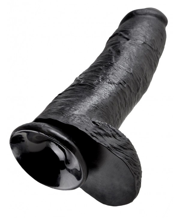 Чёрный фаллоимитатор-гигант 12  Cock with Balls - 30,5 см.