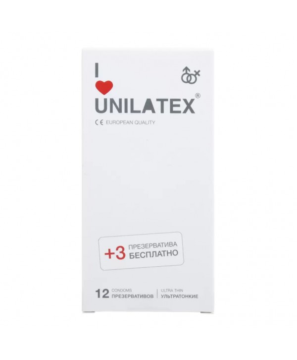 Ультратонкие презервативы Unilatex Ultra Thin - 12 шт. + 3 шт. в подарок