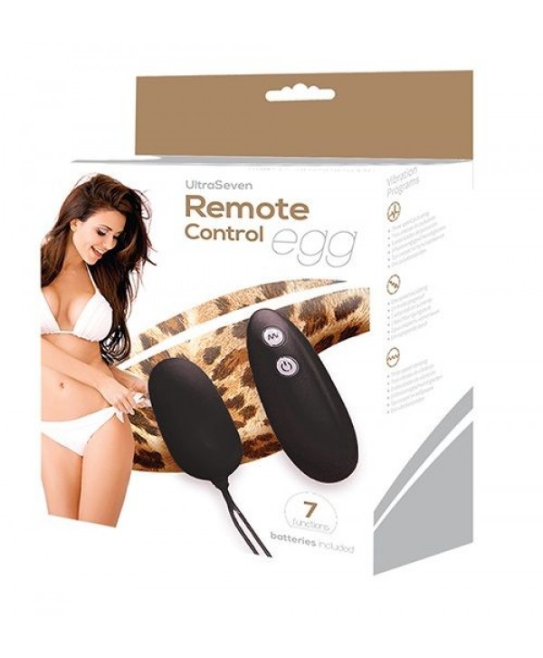 Чёрное виброяйцо с пультом дистанционного управления ULTRA SEVEN REMOTE CONTROL EGG