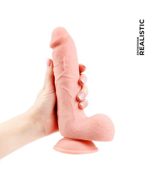 Фаллоимитатор-реалистик Erowoman телесного цвета с мошонкой