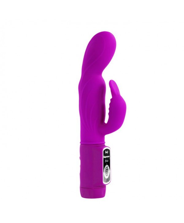 Лиловый вибратор с клиторальной стимуляцией Body Touch - 22,5 см.