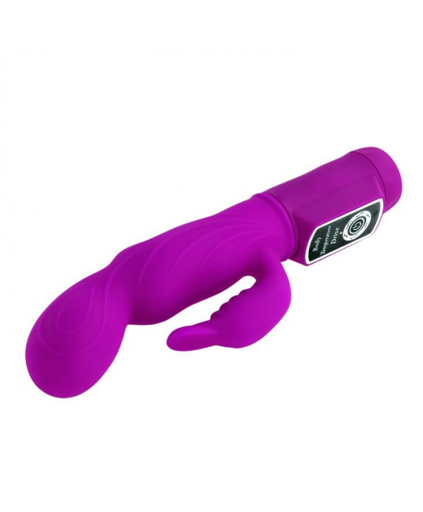 Лиловый вибратор с клиторальной стимуляцией Body Touch - 22,5 см.