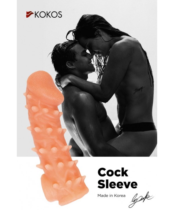 Телесная закрытая насадка с пупырышками Cock Sleeve 005 Size M - 15,6 см.