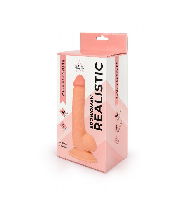 Реалистичный телесный фаллоимитатор Erowoman - 19,5 см.
