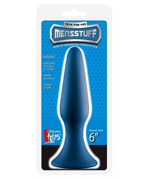 Синяя анальная пробка METAL BALL BUTT PLUG - 15 см.