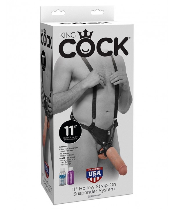 Страпон-система с телесной насадкой 11  Hollow Strap-On Suspender System - 28 см.