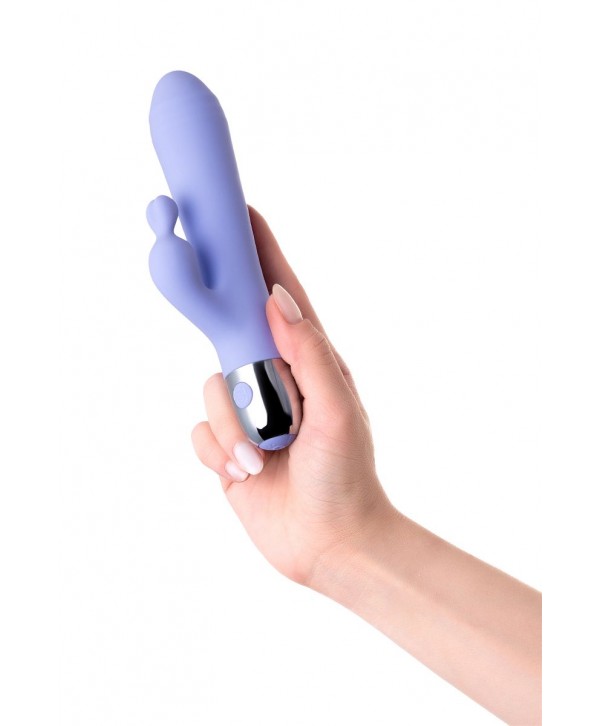 Сиреневый вибратор с клиторальной стимуляцией Crocus - 17,5 см.