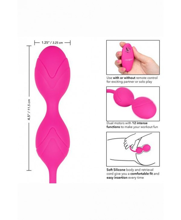 Розовые вагинальные шарики с ДУ и функцией памяти Remote Dual Motor Kegel System