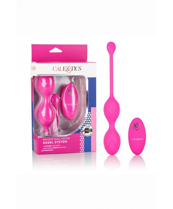 Розовые вагинальные шарики с ДУ и функцией памяти Remote Dual Motor Kegel System